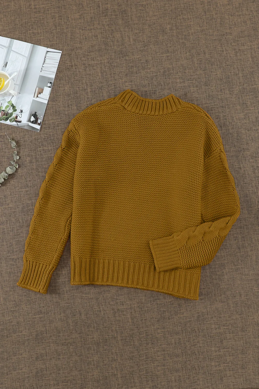 Brown Open Front Chunky Knit Cardigan