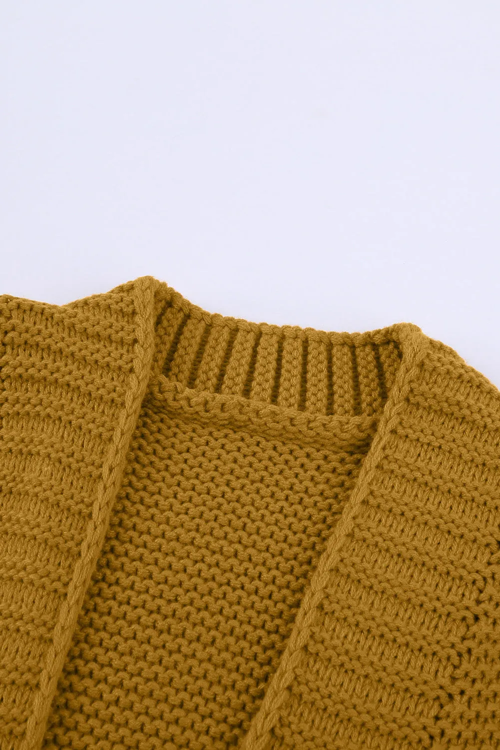 Brown Open Front Chunky Knit Cardigan
