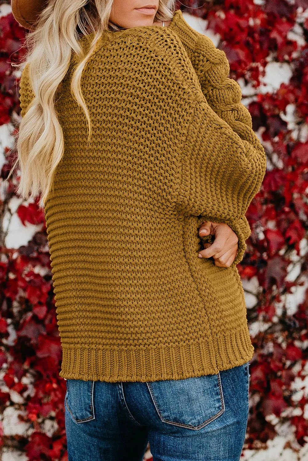 Brown Open Front Chunky Knit Cardigan
