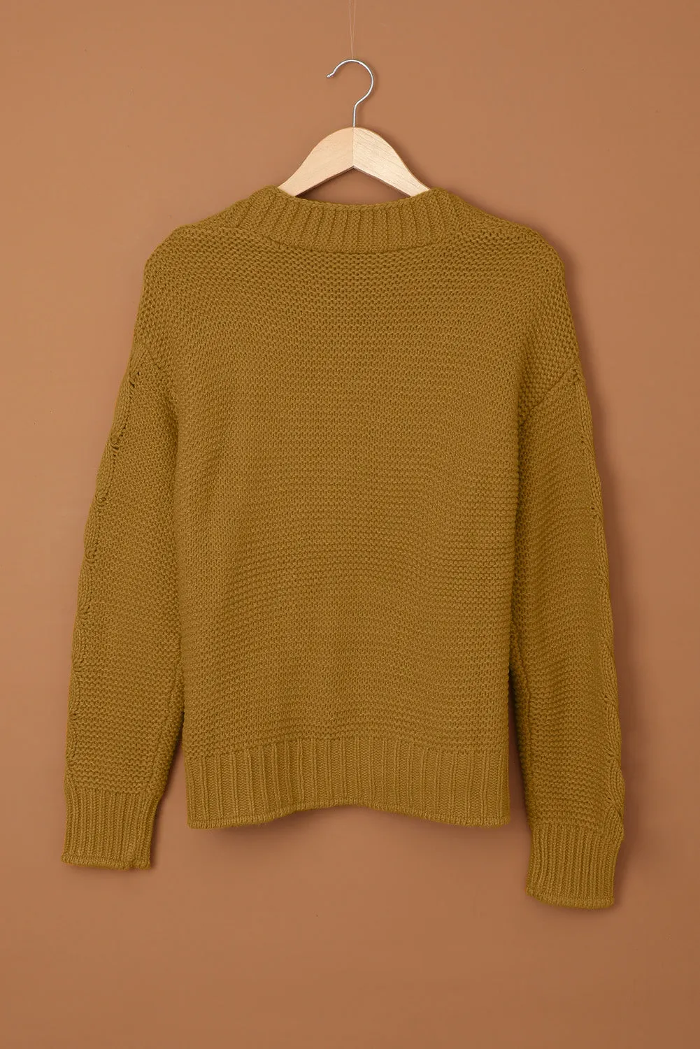 Brown Open Front Chunky Knit Cardigan