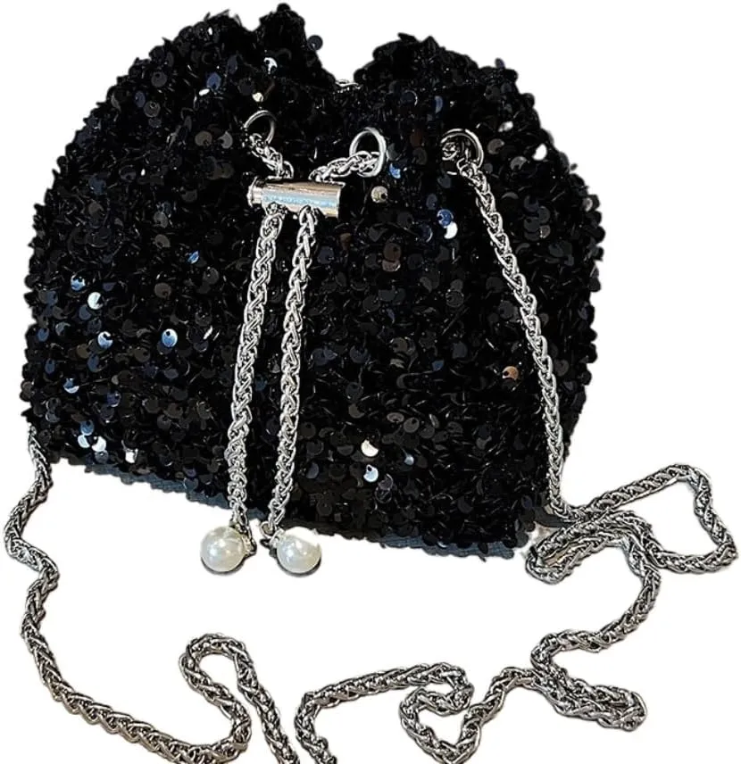 Bucket Purse For Women Dinner Bags Sequin Clutch Bag Soft For Evening Party Travel Everyday Use Night Outdoor