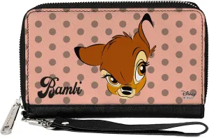 Buckle-Down Women's PU Zip Around Wallet Rectangle-Bambi, 7.5"x4.5"