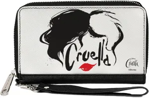 Buckle-Down Women's PU Zip Around Wallet Rectangle-Cruella de Vil, 7.5"x4.5"