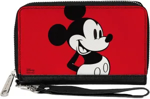 Buckle-Down Women's PU Zip Around Wallet Rectangle-Mickey Mouse, 7.5"x4.5"