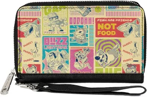 Buckle-Down Women's PU Zip Around Wallet Rectangle-Pixar Studios Collection, 7.5"x4.5"