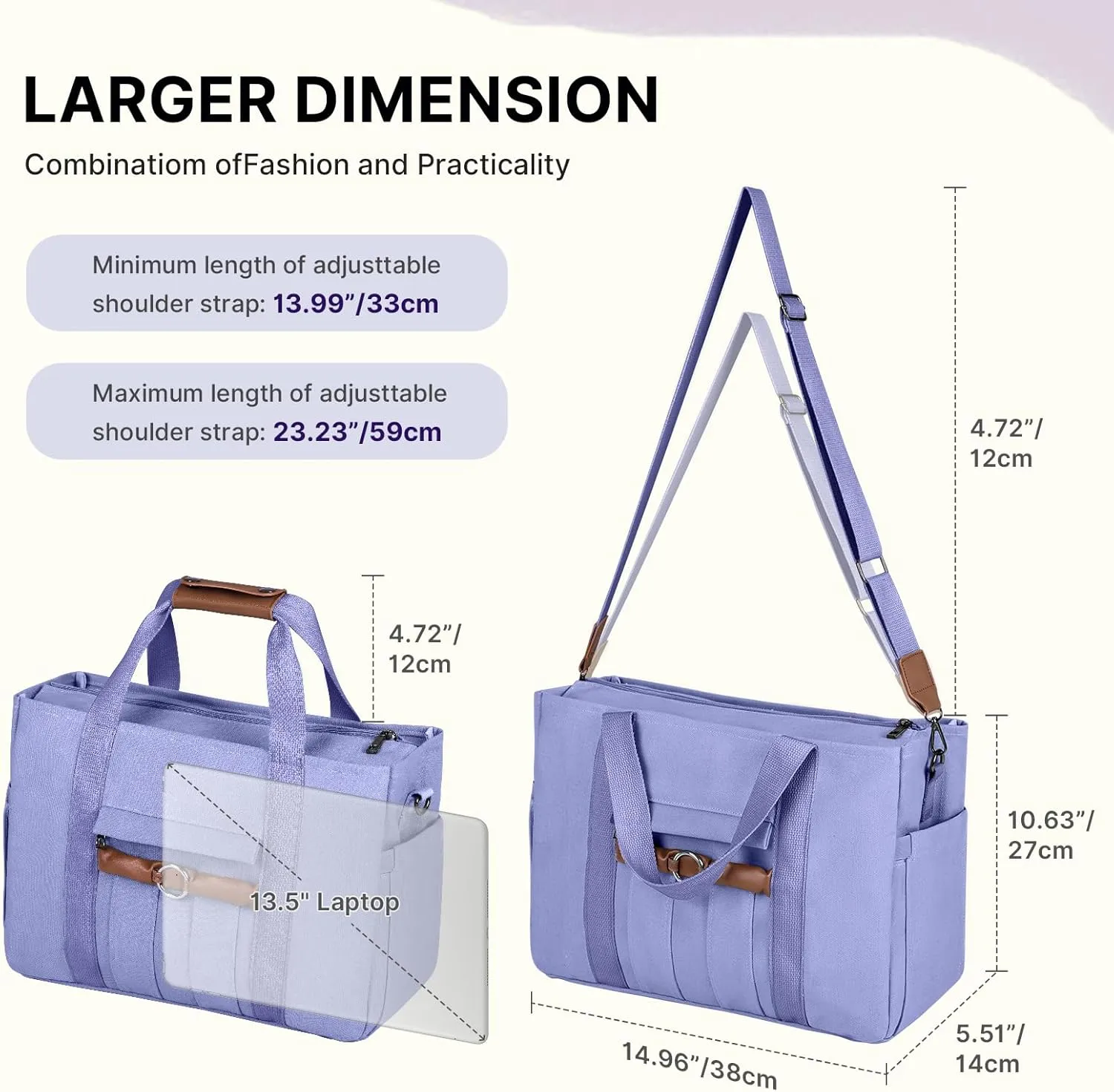Canvas Tote Bag for Women, Large Crossbody Bag with Zipper Shoulder Everything Tote Bag Canvas with Pockets