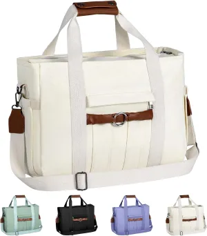 Canvas Tote Bag for Women, Large Crossbody Bag with Zipper Shoulder Everything Tote Bag Canvas with Pockets