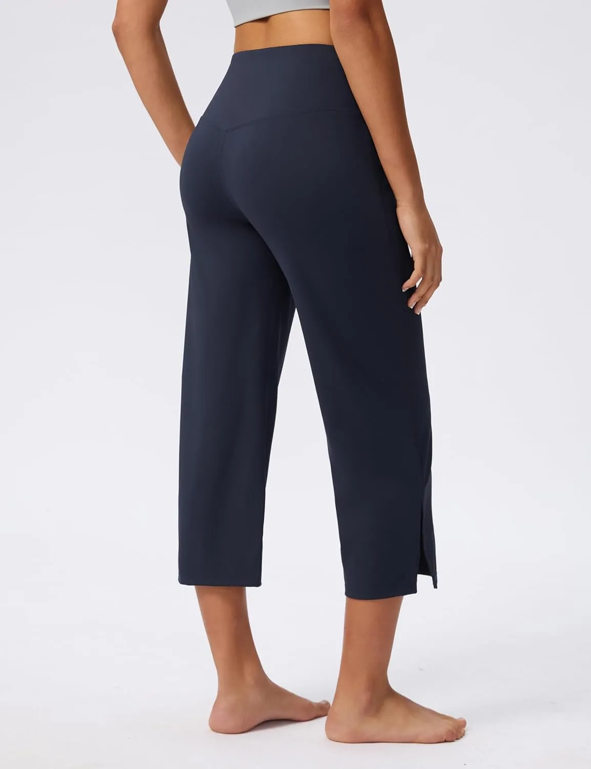 Capri Pants for Women Wide Leg Yoga Capris with Pockets Stretch High Waist Crop Pants Loose Travel