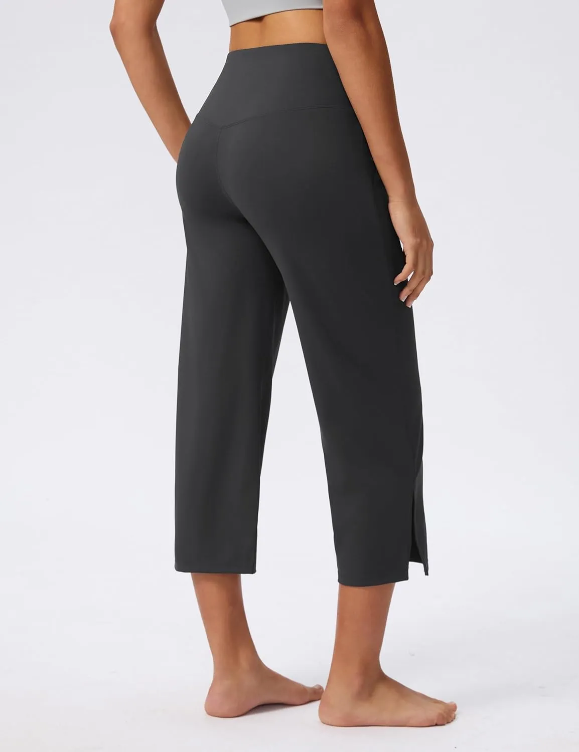 Capri Pants for Women Wide Leg Yoga Capris with Pockets Stretch High Waist Crop Pants Loose Travel