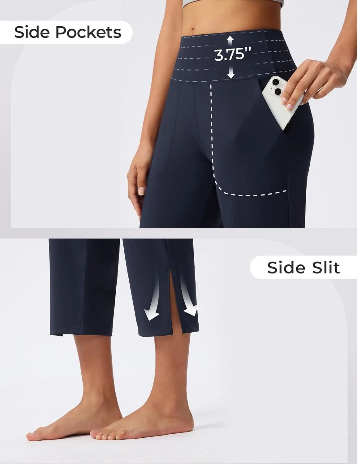Capri Pants for Women Wide Leg Yoga Capris with Pockets Stretch High Waist Crop Pants Loose Travel
