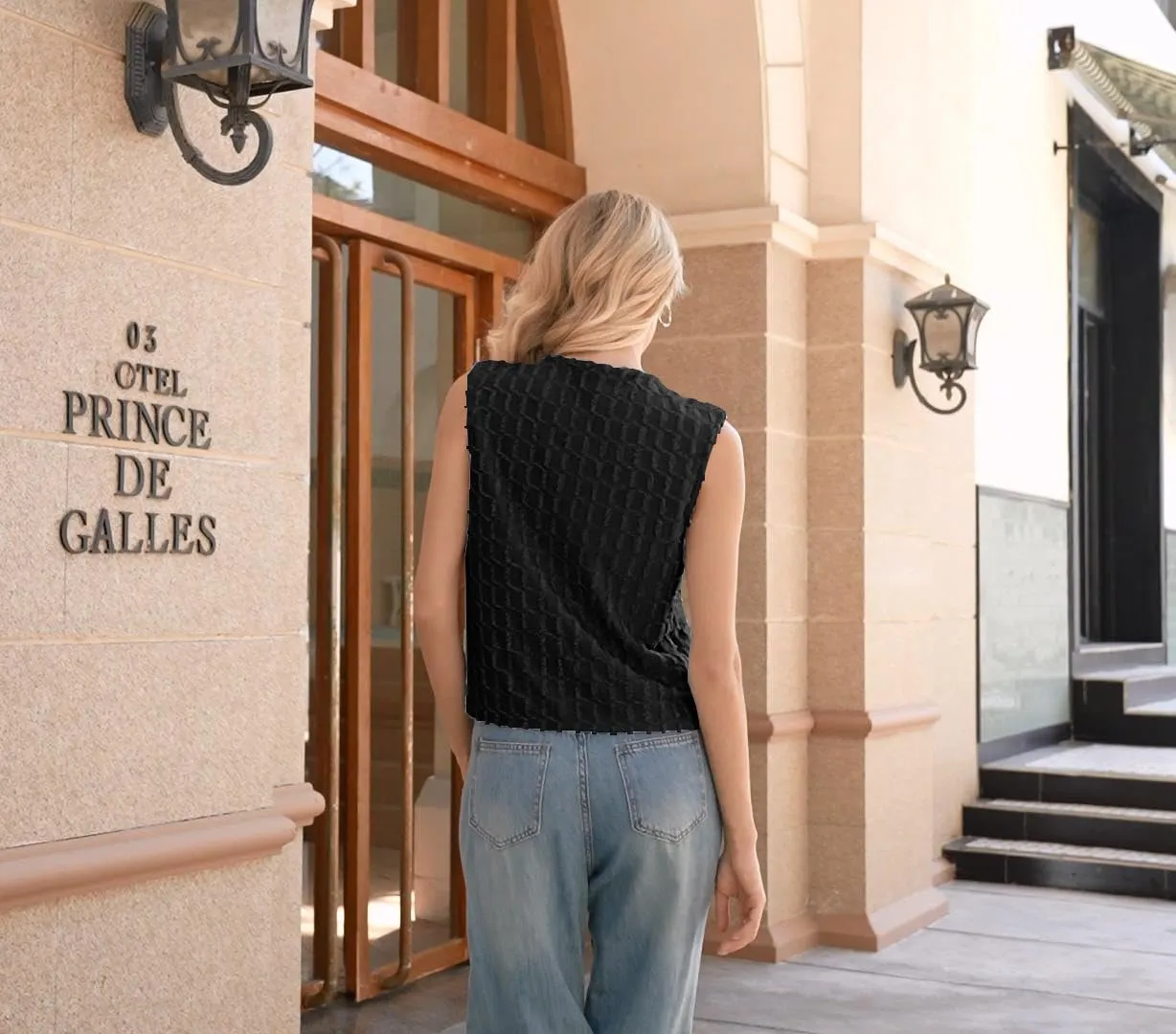 Cardigan Vest Tank Top for Women Button Down Summer Tops Sleeveless Shirts Fashion Streetwear