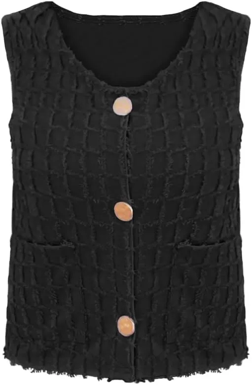 Cardigan Vest Tank Top for Women Button Down Summer Tops Sleeveless Shirts Fashion Streetwear
