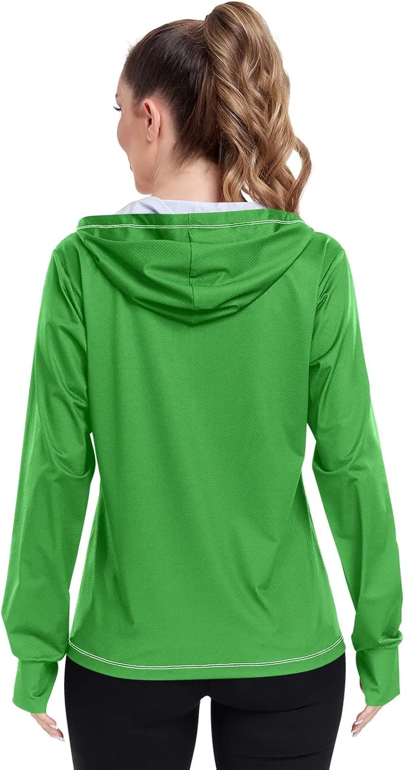 Celadon Womens Sun Protection Shirts Lightweight Long Sleeve Sun Shirt for Hiking Outdoor Women's Hoodie Zip Front Rash Guard