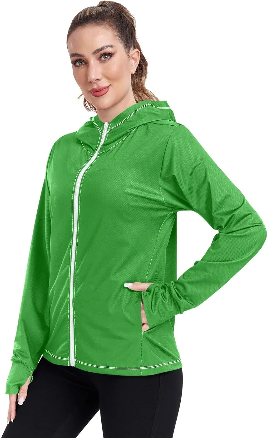 Celadon Womens Sun Protection Shirts Lightweight Long Sleeve Sun Shirt for Hiking Outdoor Women's Hoodie Zip Front Rash Guard
