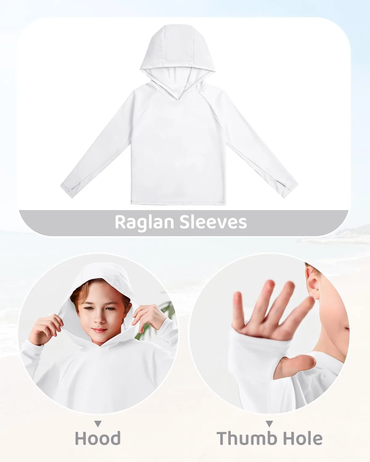Century Star Long Sleeve Rash Guard Swim Shirts for Boys Toddler Kids UV Protection Fishing Hoodie with Thumb Hole