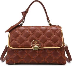 Classic Diamond Pattern Leather Shoulder Bag For Women, Quilted Crossbody Shoulder Bag For Women Top Handle Satchel