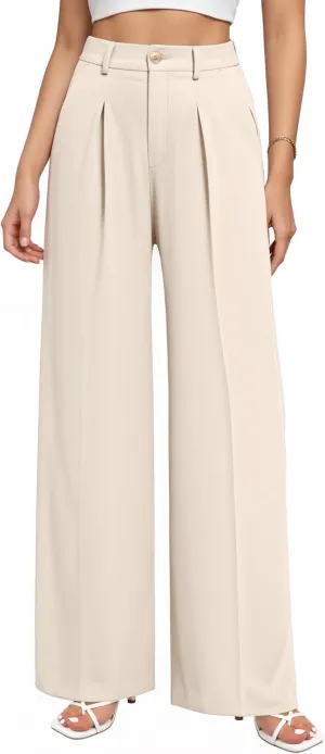 CLOZOZ Wide Leg Pants Women's High Waisted Work Trousers Regular for Office Business Casual