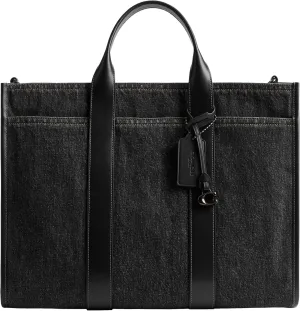 Coach Wesley Tote Bag in Denim, Washed Black