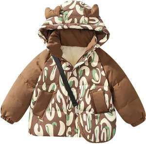 Coat Kids Toddler Baby Girls Boys Winter Warm Thick Solid Cotton Long Sleeve Padded Jacket Clothes (Coffee, 5-6 Years)