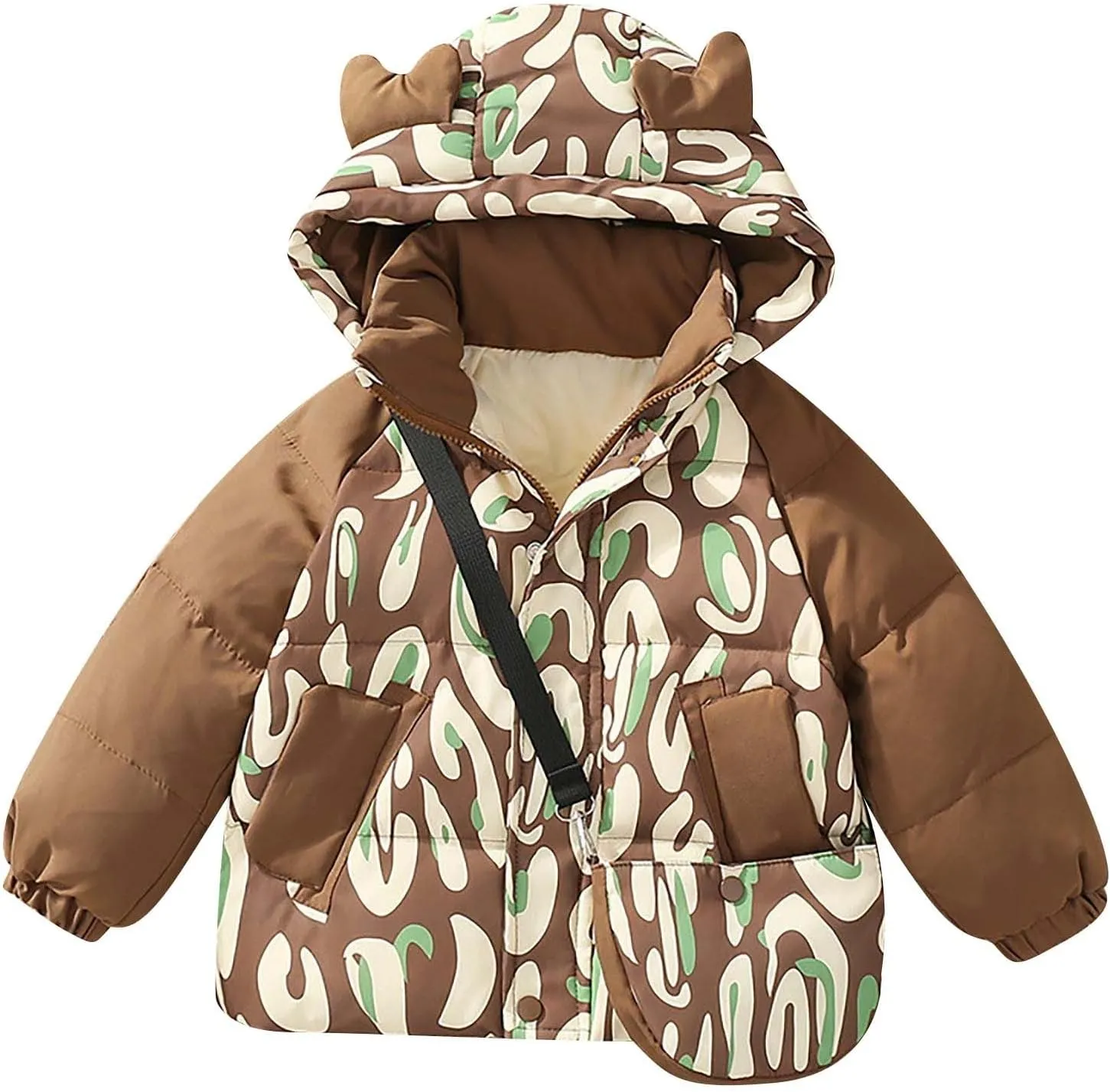 Coat Kids Toddler Baby Girls Boys Winter Warm Thick Solid Cotton Long Sleeve Padded Jacket Clothes (Coffee, 5-6 Years)
