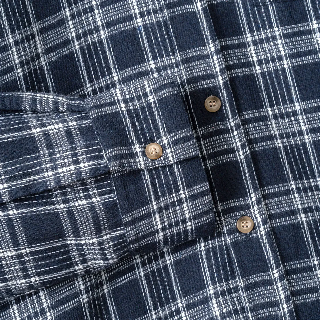 College Days Flannel Long Sleeve - Navy Triple Lines