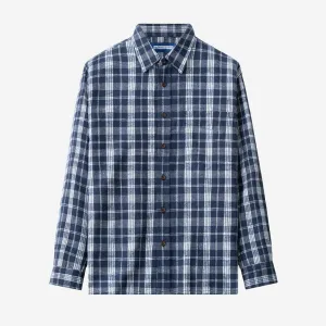 College Days Flannel Long Sleeve - Navy White Plaid