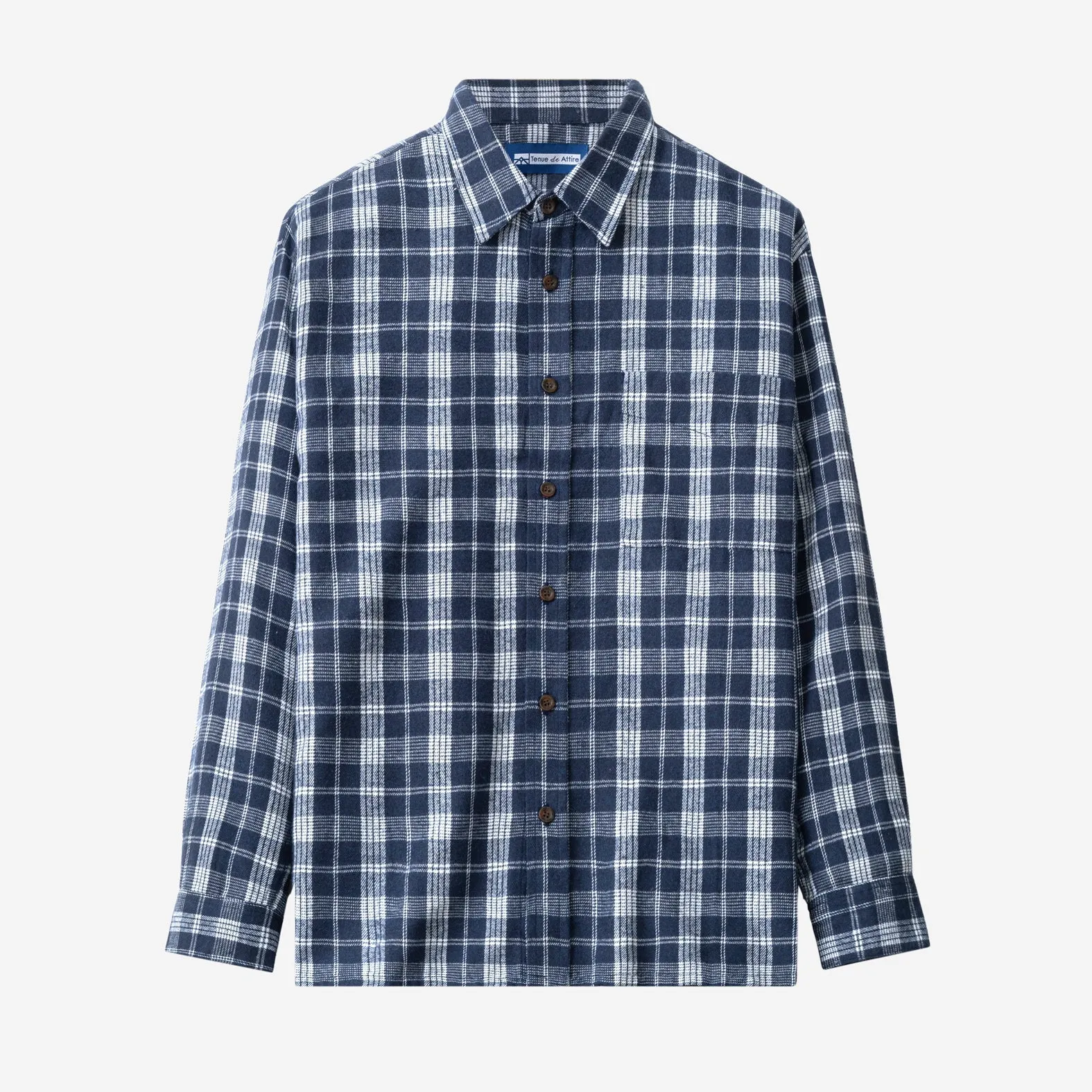 College Days Flannel Long Sleeve - Navy White Plaid
