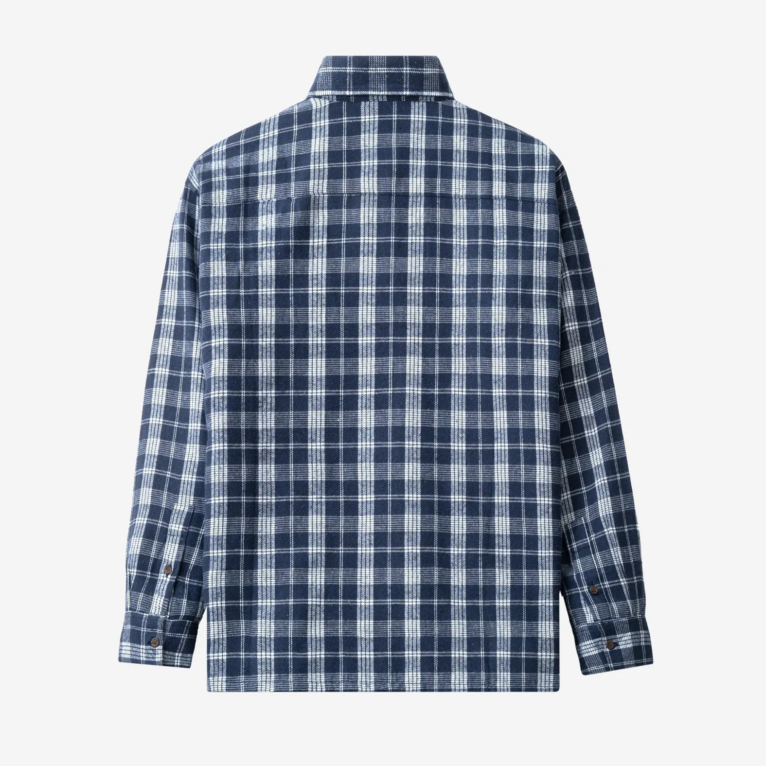 College Days Flannel Long Sleeve - Navy White Plaid