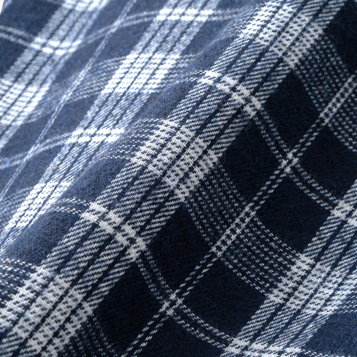 College Days Flannel Long Sleeve - Navy White Plaid