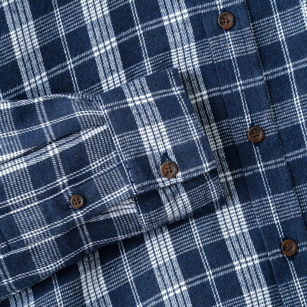 College Days Flannel Long Sleeve - Navy White Plaid