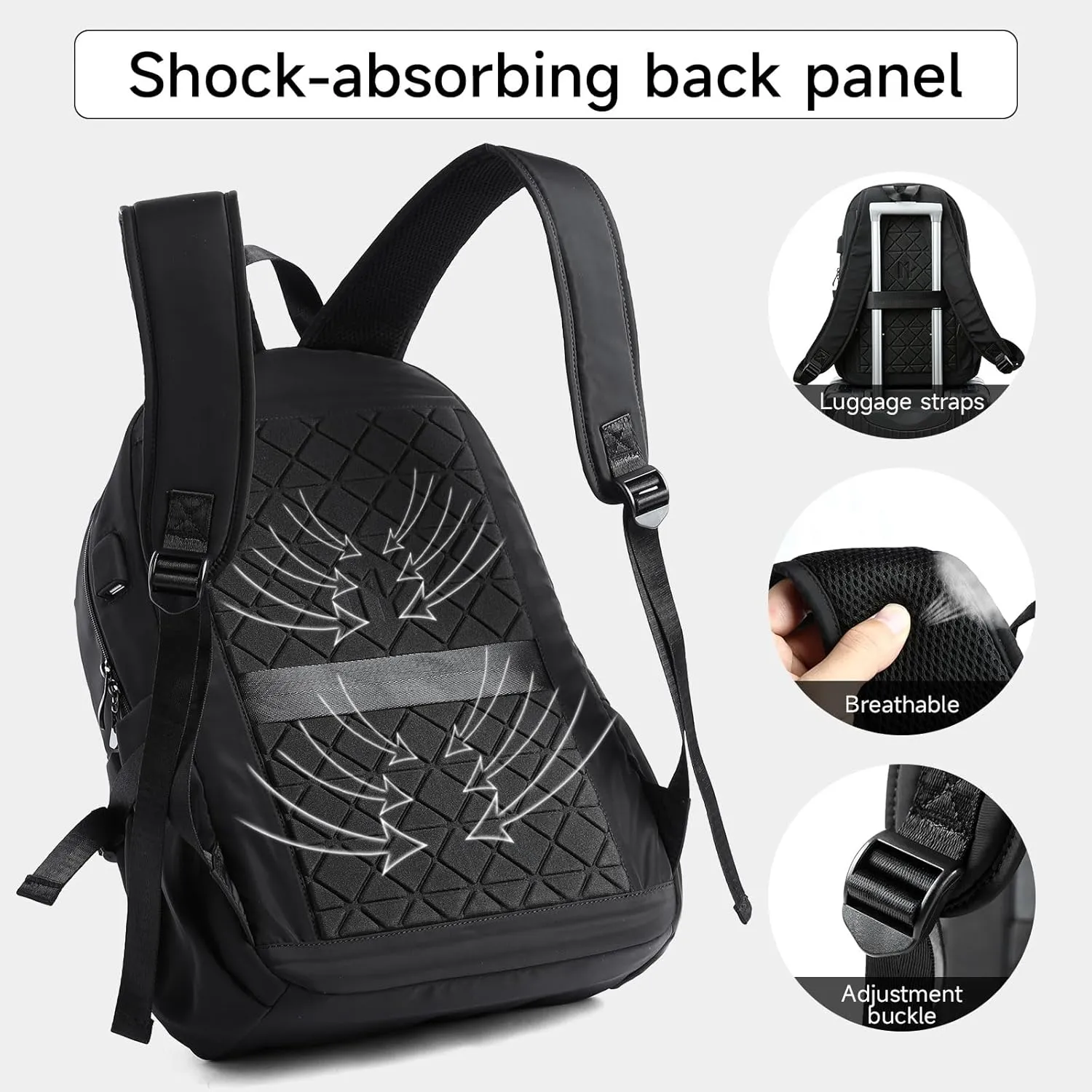 Commute Backpack Fits 17.3 Inch Laptop, Casual Backpackfor Men Waterproof Flight Approved Daypack Lightweight for College Work Travel (Large, Black)
