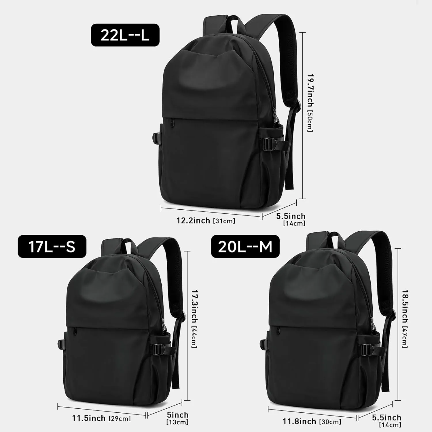 Commute Backpack Fits 17.3 Inch Laptop, Casual Backpackfor Men Waterproof Flight Approved Daypack Lightweight for College Work Travel (Large, Black)