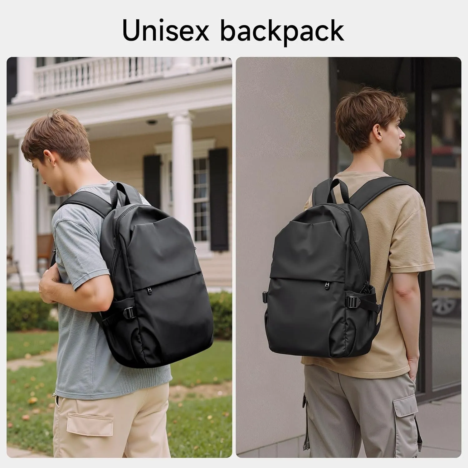 Commute Backpack Fits 17.3 Inch Laptop, Casual Backpackfor Men Waterproof Flight Approved Daypack Lightweight for College Work Travel (Large, Black)