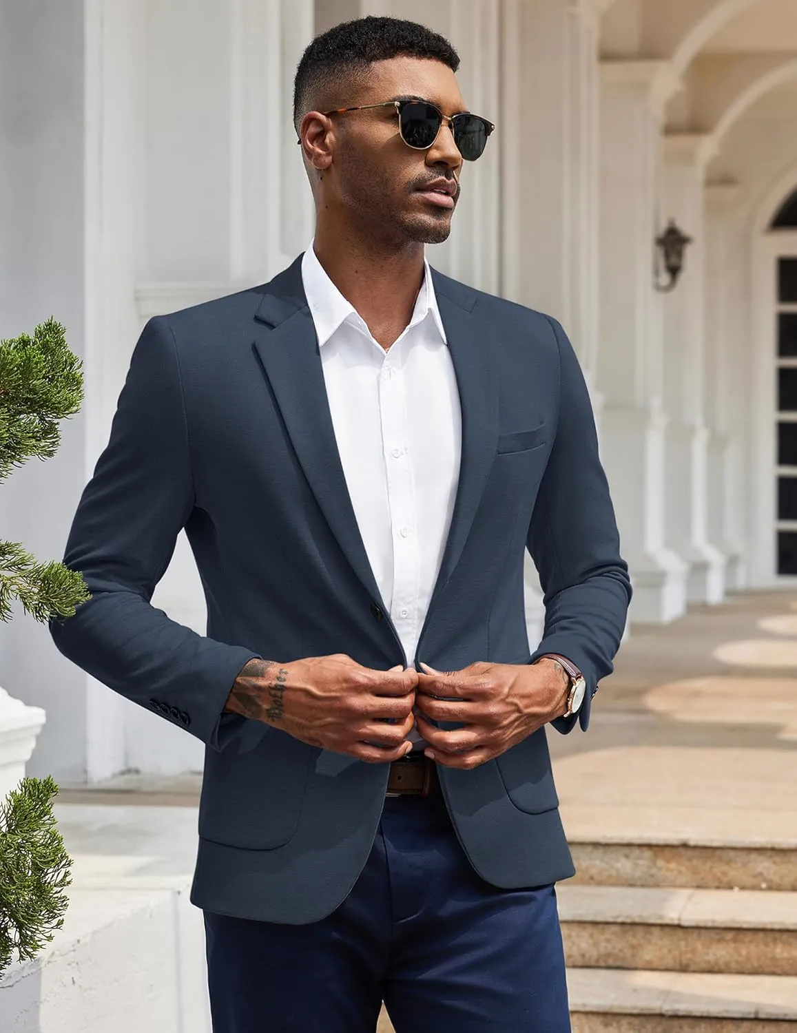 COOFANDY Men's Casual Knit Blazer Slim Fit Sport Coat Stretch Two Button Suit Jacket