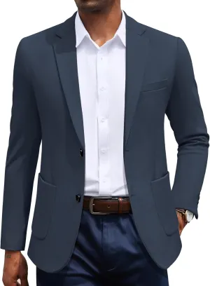 COOFANDY Men's Casual Knit Blazer Slim Fit Sport Coat Stretch Two Button Suit Jacket