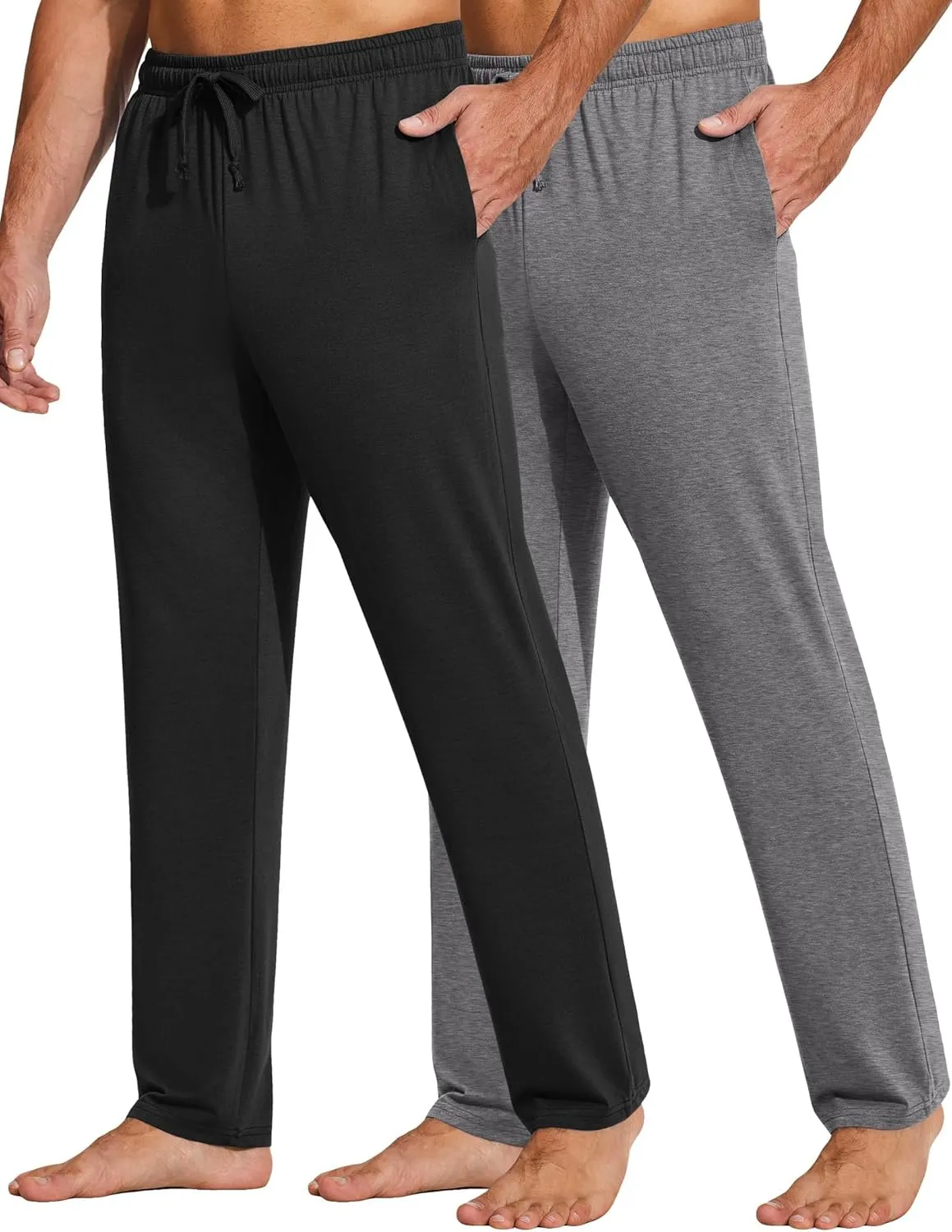 COOFANDY Men's Yoga Sweatpants Lightweight Open Bottom Lounge Pants Casual Drawstring Sweat Pants with Pockets