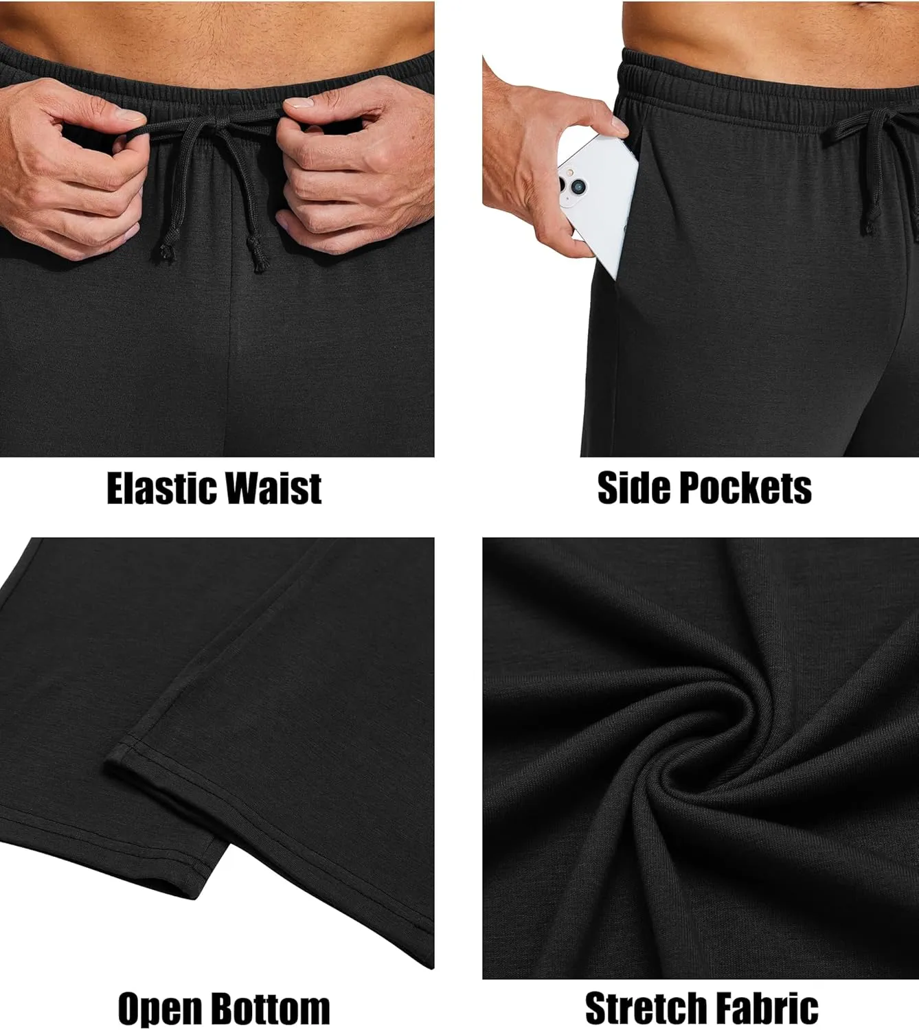 COOFANDY Men's Yoga Sweatpants Lightweight Open Bottom Lounge Pants Casual Drawstring Sweat Pants with Pockets