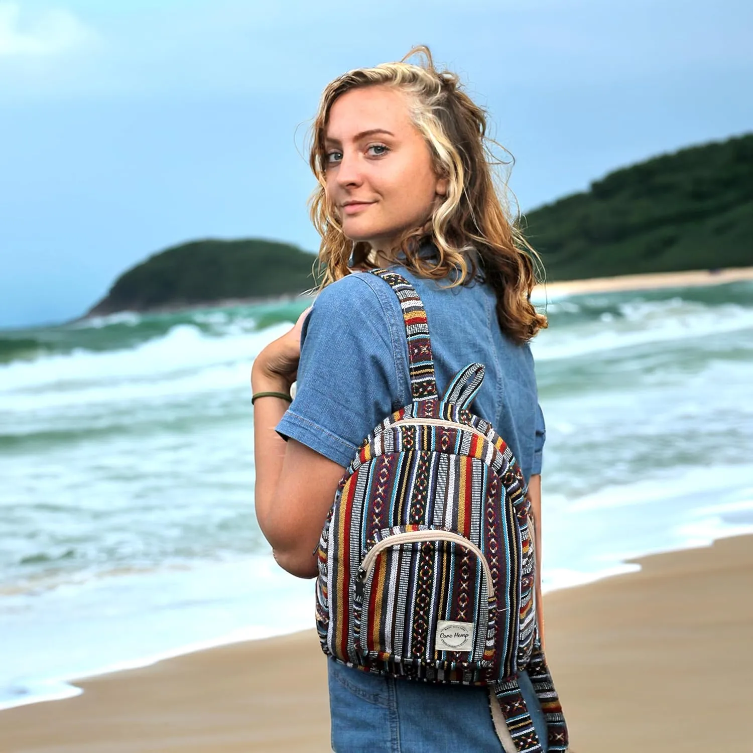 Core Hemp Backpack Purse For Women Mini Backpack Lightweight Boho Small Casual Daily Travel Daypack Shoulder Bag
