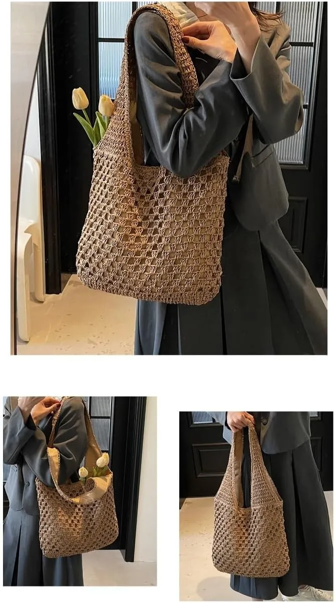 cross-body bag Straw Bucket Shoulder Beach Bag