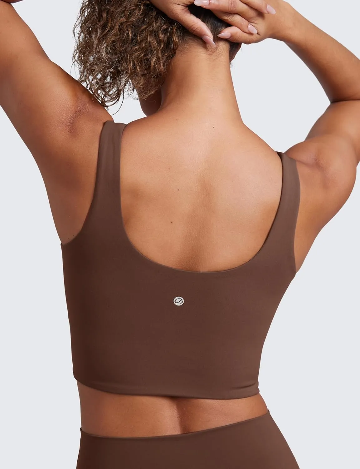 CRZ YOGA Softness Mold Butterluxe Longline Sports Bras for Women - Molded Cup V Neck Yoga Clothes Workout Crop Tank Top