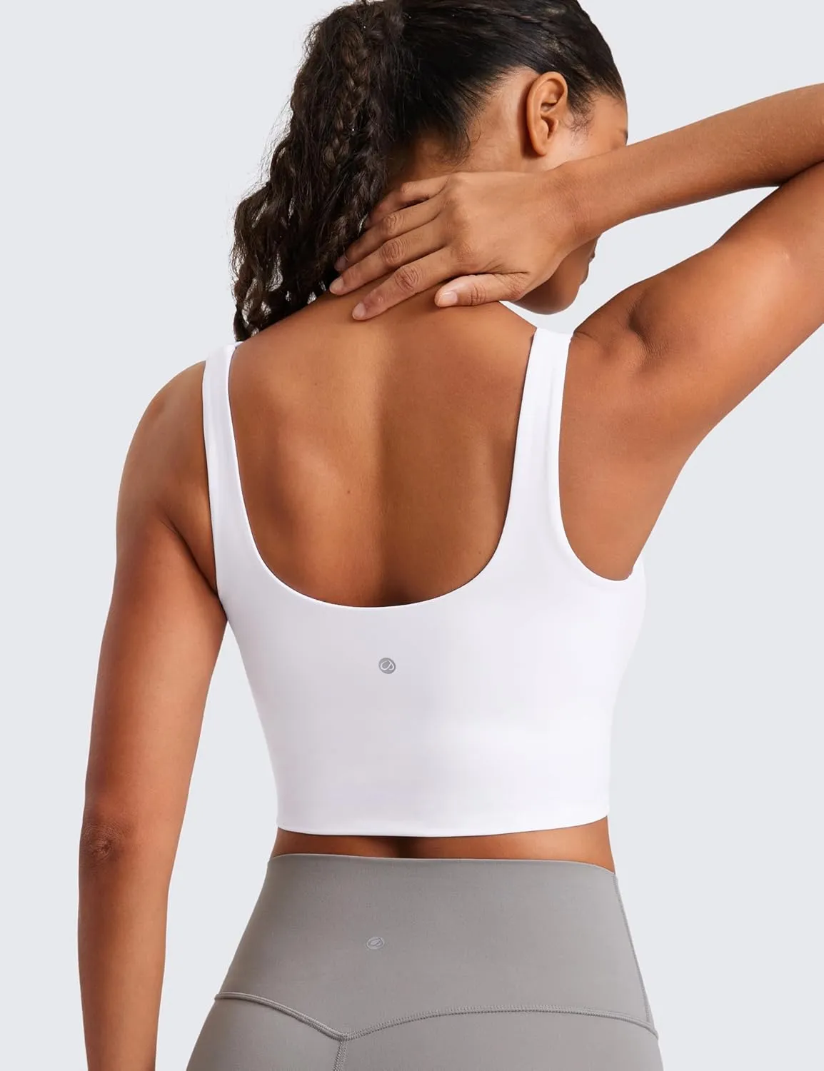 CRZ YOGA Softness Mold Butterluxe Longline Sports Bras for Women - Molded Cup V Neck Yoga Clothes Workout Crop Tank Top