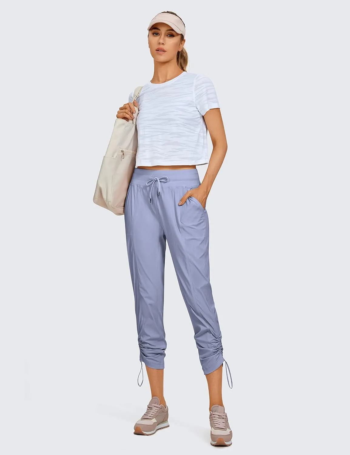 CRZ YOGA Womens Casual 7/8 Pants 27" - Lightweight Workout Outdoor Athletic Track Travel Lounge Joggers Pockets