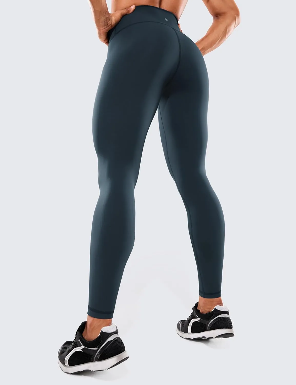 CRZ YOGA Women's Hugged Feeling Compression Leggings 28 Inches - High Waist Thick Tummy Control Workout Pants