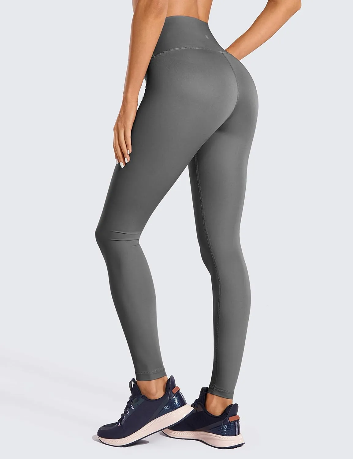 CRZ YOGA Women's Hugged Feeling Compression Leggings 28 Inches - High Waist Thick Tummy Control Workout Pants
