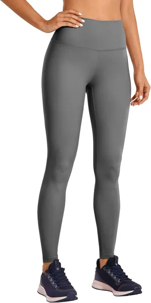 CRZ YOGA Women's Hugged Feeling Compression Leggings 28 Inches - High Waist Thick Tummy Control Workout Pants