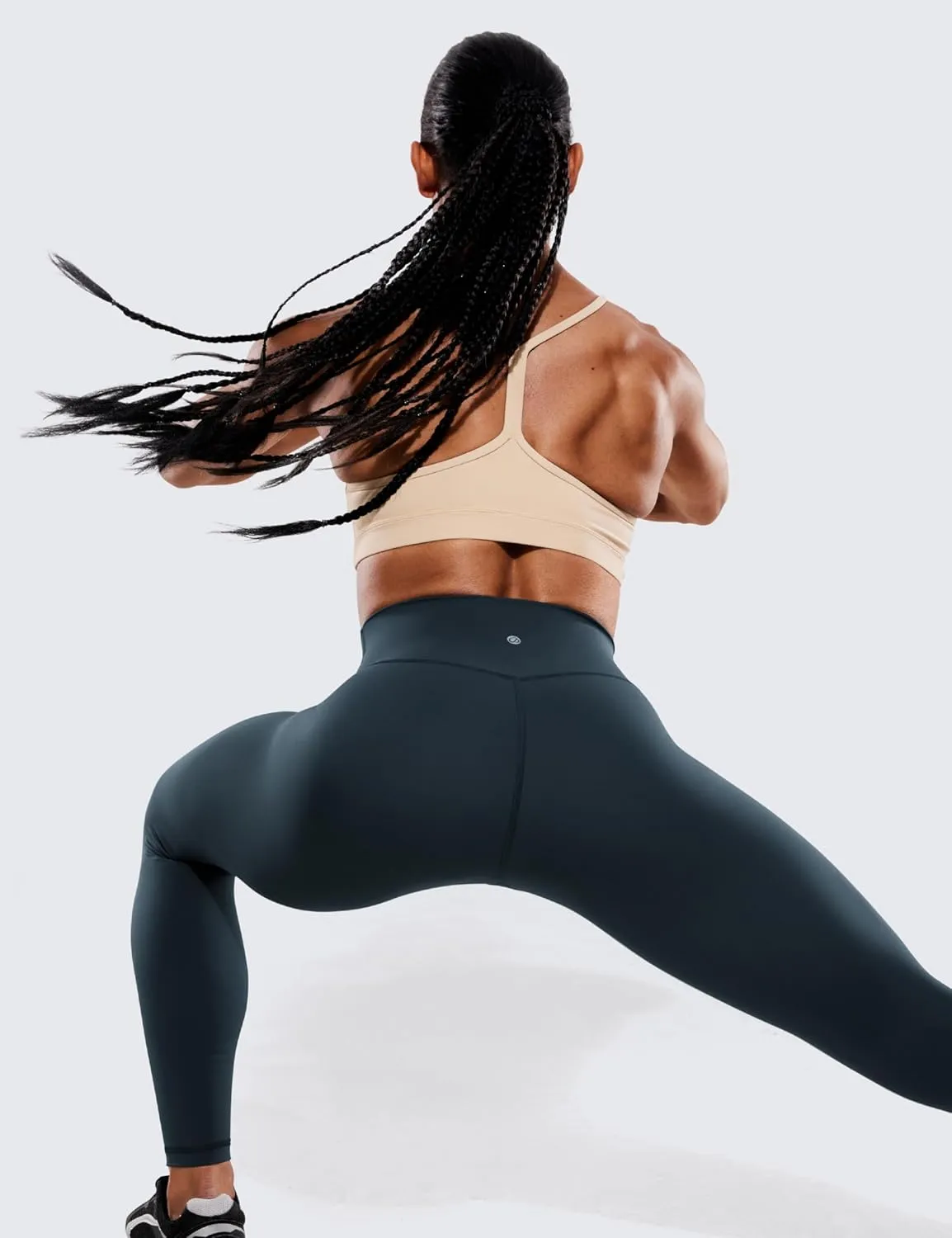 CRZ YOGA Women's Hugged Feeling Compression Leggings 28 Inches - High Waist Thick Tummy Control Workout Pants