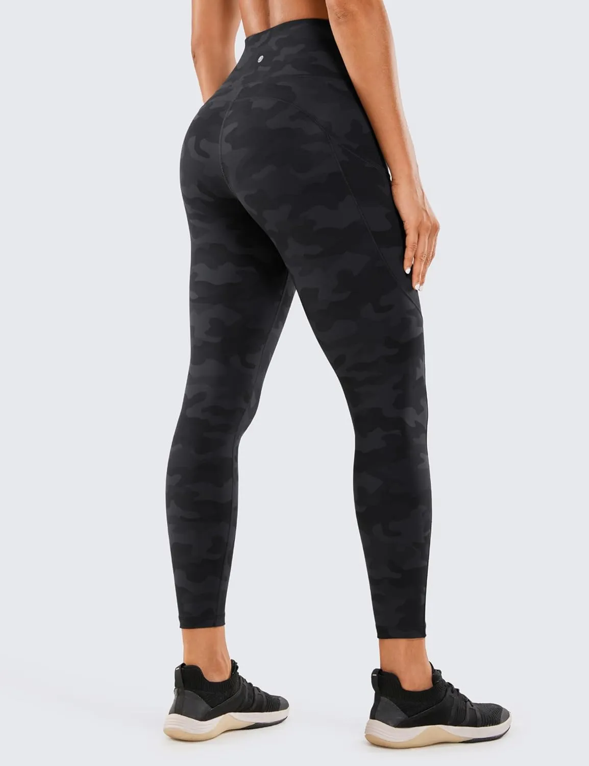 CRZ YOGA Women's Naked Feeling Workout Leggings 25 Inches - High Waisted Yoga Pants with Side Pockets Running Tights