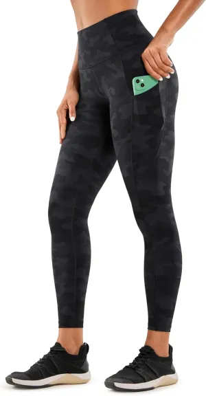 CRZ YOGA Women's Naked Feeling Workout Leggings 25 Inches - High Waisted Yoga Pants with Side Pockets Running Tights