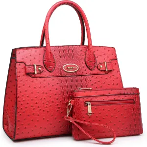 Dasein Women Handbags and Purses Ladies Shoulder Bag Top Handle Satchel Tote Work Bag with Matching Clutch