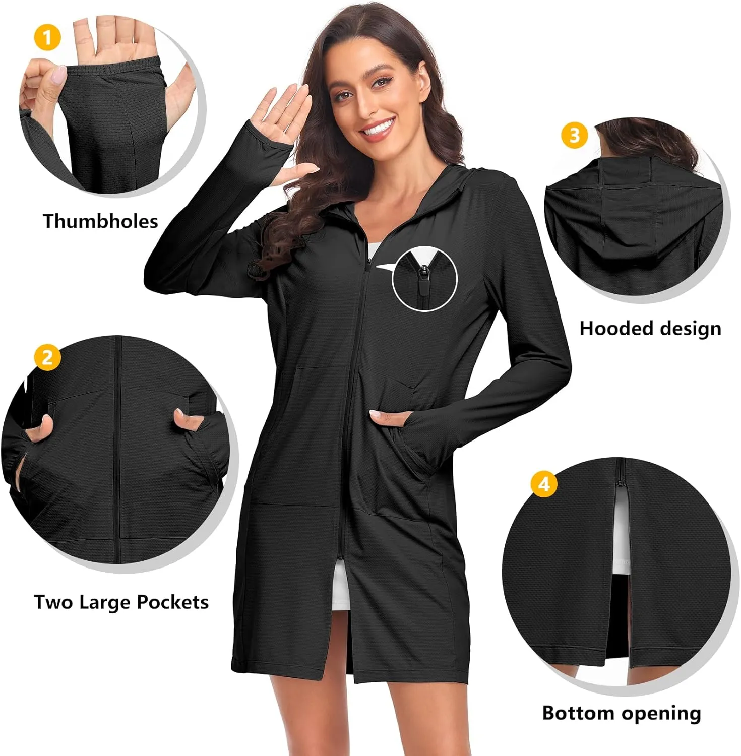 DAYOUNG Womens UPF 50  UV Sun Protection Running Hiking Outdoors Performance Long Sleeve Hoody T-Shirt